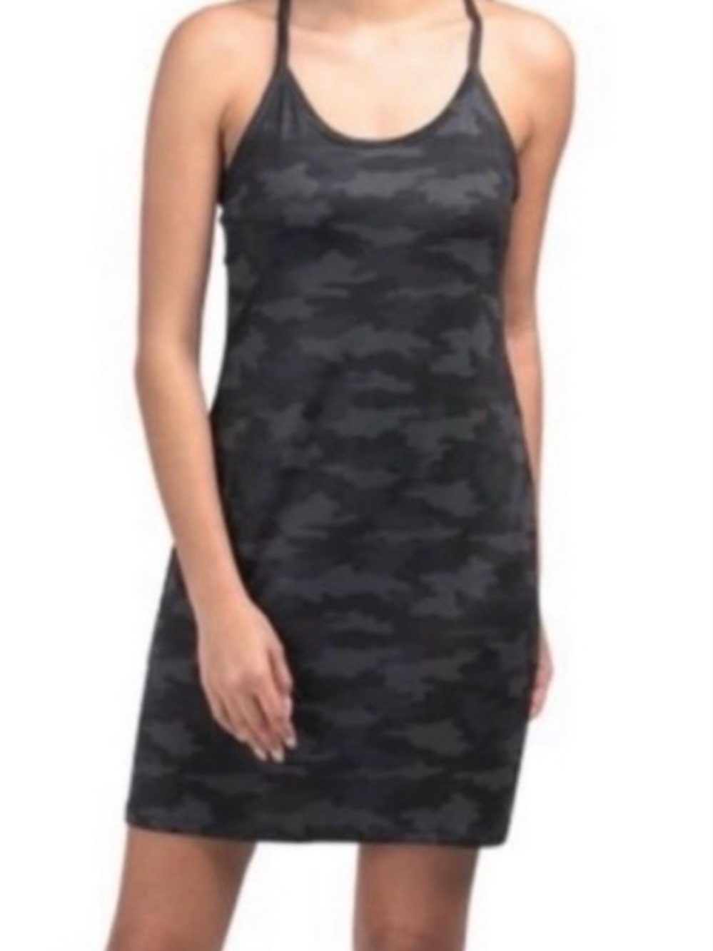 Kyodan Black Camo Shelf Bra Active Dress Built-In Shorts XS NWT